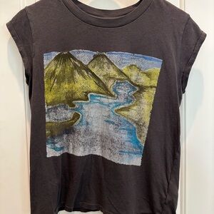 Madewell Black Graphic Tee with Mountain Design